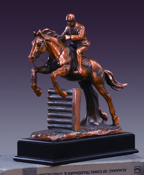 Jockey Jumping logs wall Statue Sculpture